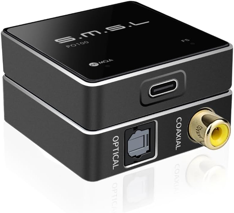 AOSHIDA SMSL PO100 2024 XU316 Digital to Analog Audio Converter, MQA Decoding USB to Toslink Coaxial/Optical, Mini USB to Coaxial Cable Adapter for Phone/PC/Player/Streamer, Black - Image 1